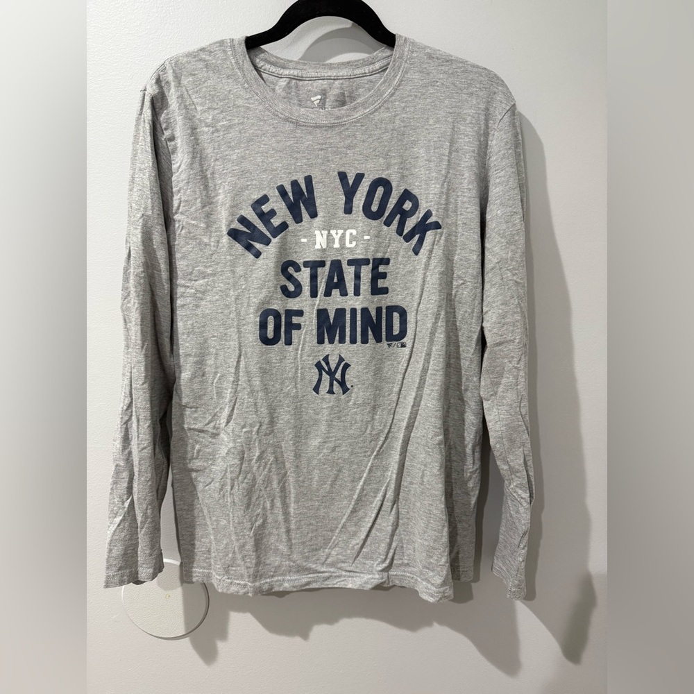 Men's Heather Gray New York Yankees State‎ of Mind Long Sleeve T-Shirt Sz M G